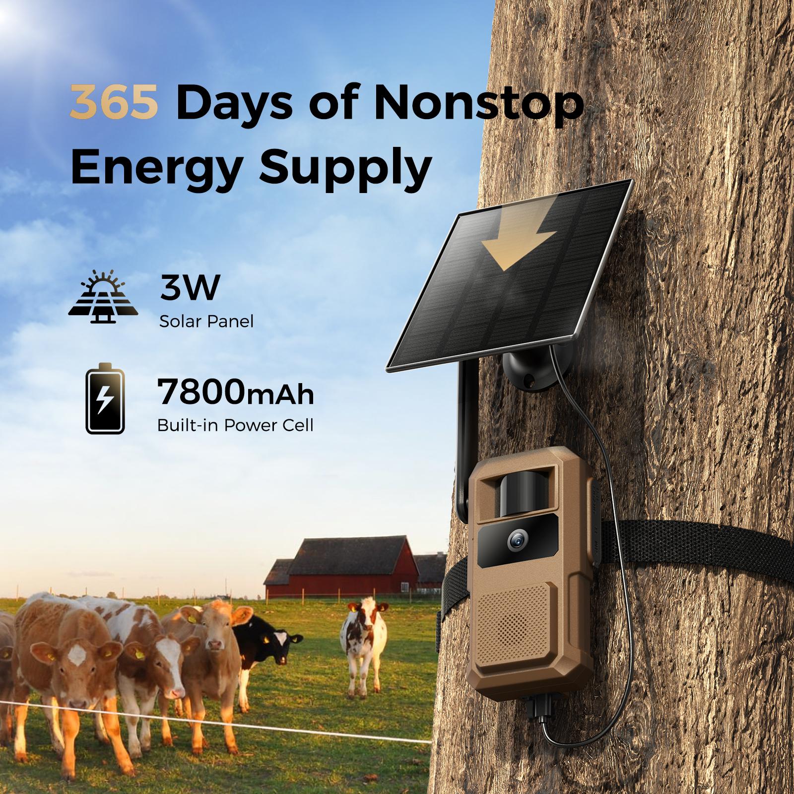 Solar-Powered 4G LTE Trail Camera – 48MP Image 2.7K Live View, Not Support WiFi/Wires, Remote App, Waterproof, Motion Activated,Night Vision, Includes 4G Data Card (Data Refill Required)