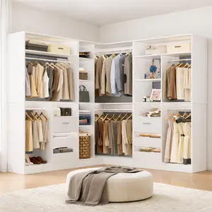 Unikito Modular Wardrobe System, Long & Short Hanging Rods, Corner Closet Organizer, Customizable Walk-in Closet Combo, Smart Storage with Rotating Rack