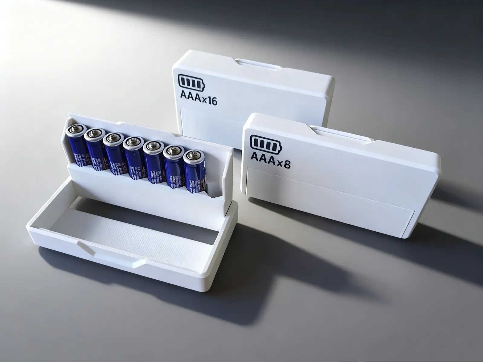 Compact AAA Battery Storage Case: Holds 8 or 16 Batteries