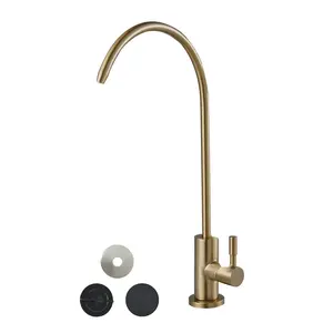 Stainless Steel Faucet, Lead-Free Water Purifier Faucet, Filter Water Faucets With Solid Brass Valve, Anti-Rust Durable RO Water Faucet, Brushed Gold Finish For Kitchen, Bar Counter, Cafe Shop, Home Sink, Drinking Water