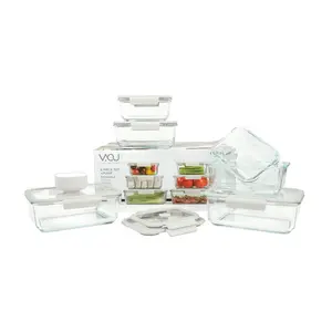 NEOFLAM VACU Seal Glass Food Storage Containers 13-Piece Set - Airtight & Watertight for Freshness, Microwave Safe, BPA-Free