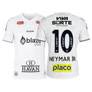 24 25 Home White NO.10 Neymar JR Short Sleeve Soccer Jersey Fans Version Breathable