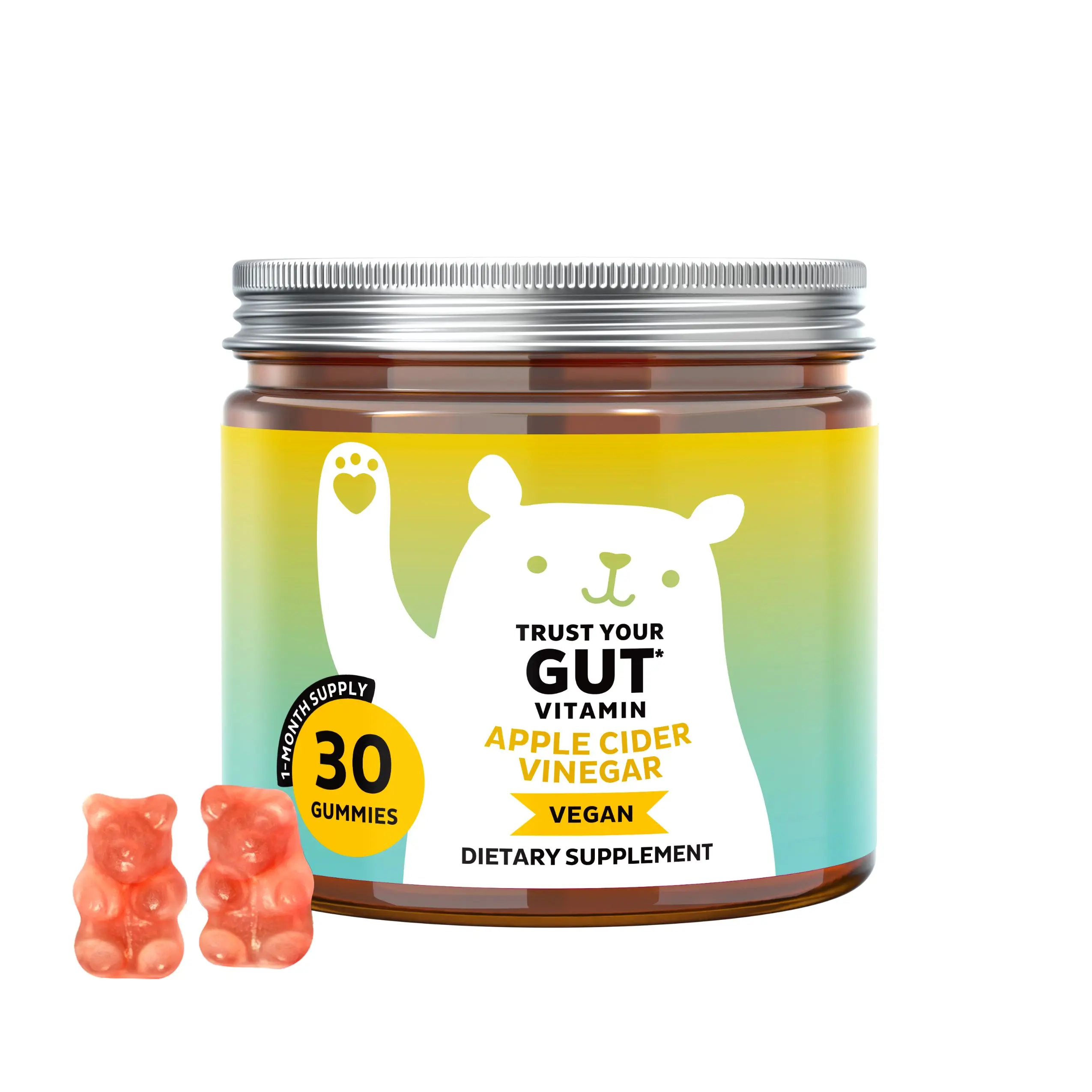 Bears with Benefits Apple Cider Vinegar Gummies – Metabolism & Detox Support with Vitamins B6, B12 & Iodine – Vegan. Balanced Gut