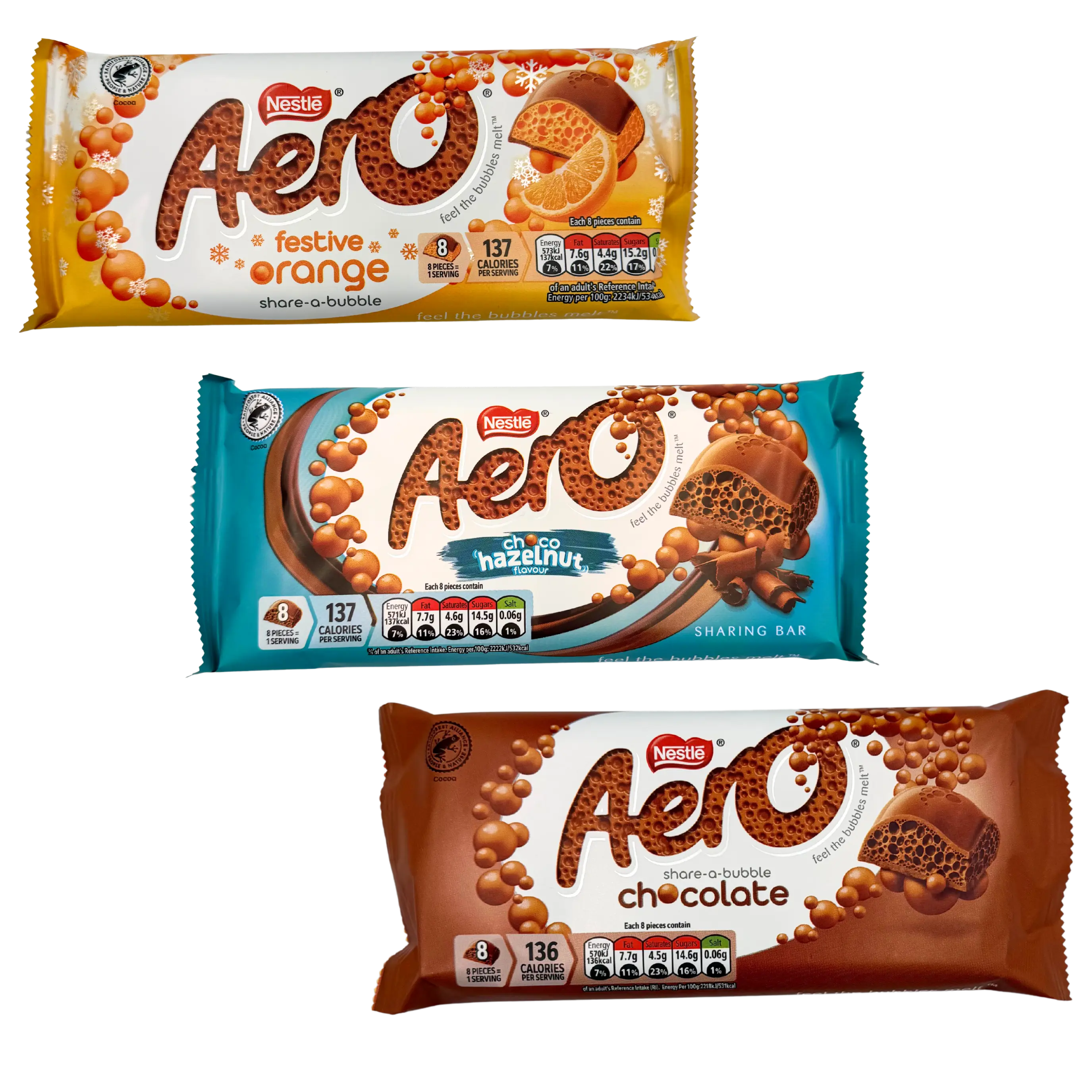 Nestle Aero Chocolate Bars - 90g per - Festive Orange - Chocolate - Chocolate Hazelnut
