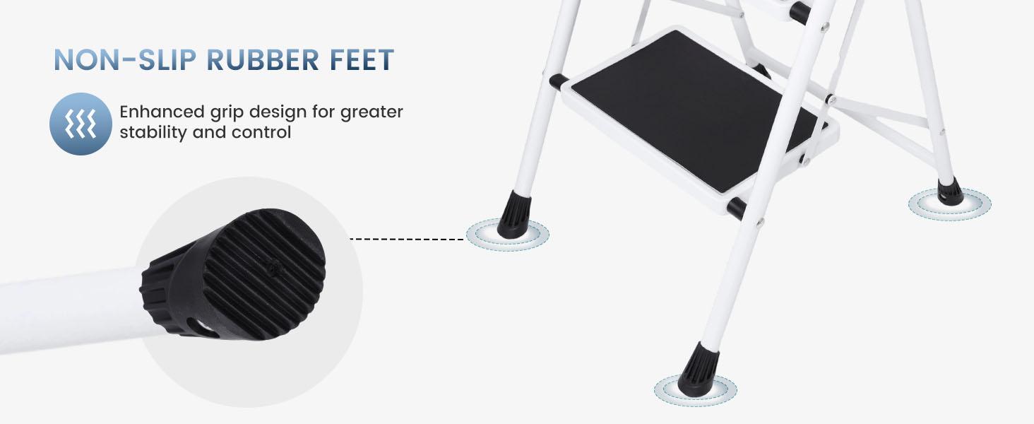 Step Ladder, 3 Sturdy Step Stool with Anti-Slip Pedal & Comfortable Handrail, 330lbs Capacity, Portable Heavy Duty Step Stool for Kitchen, Garage & Outdoor Use