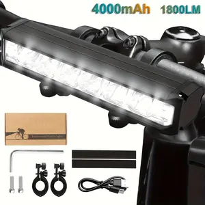 1800 Lumens Ultra Bright Bicycle Light Dual Bracket Type-C Rechargeable Front Bike Light with 6 LEDs, Riding Lights with Power Bank Function And 4 Lighting Modes Large Capacity Built-in Battery Suitable for Mountain Bikes, Road Bike, Electric Bike