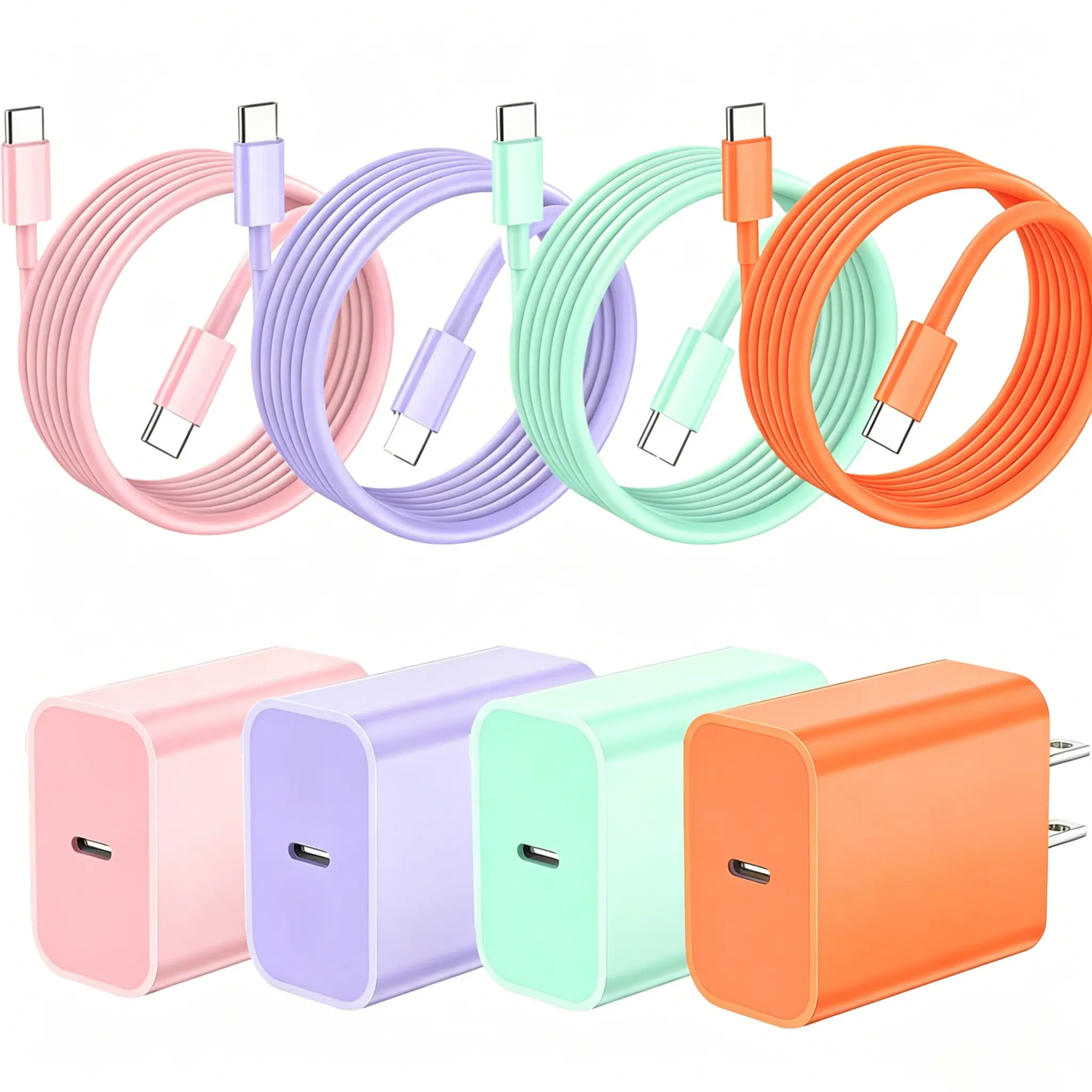 10FT Long Data Cable Set with 20W Fast Charging Adapter USB-C Power Supply & 10FT Type-C Quick Charge Cord Compatible with iPhone 17/16/15 Series, iPad / Galaxy S25/22/ Note 8/9/10/120 and More Devices, Durable Samsung Cable USB-C Wall Charger for Tablet