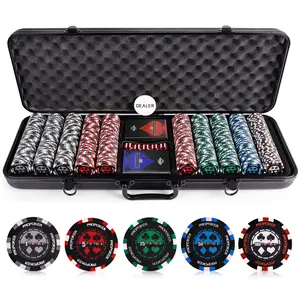 Poker Chips - Clay Poker Chips Set - 13.5g 500 Piece Crown Casino Poker Set with Numbers Denomination - Upgraded Poker Set Case