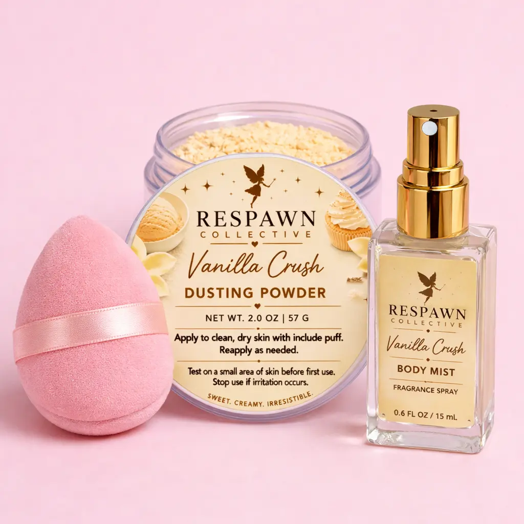 Vanilla Dusting Powder With Layering Perfume Body Mist & Powder Puff Set