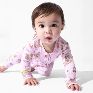 Tea Party Bamboo Convertible Footie Baby Girl Clothes Baby Clothing Bodysuit