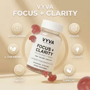 Vyva Nutrition Focus + Clarity Gummies with Lion's Mane Mushroom Extract & L-Theanine for Mental Sharpness and Calm Productivity 60 Gummies