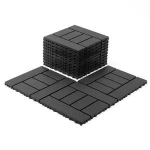 44 Pack Interlocking Deck Tiles, 12"x12"x0.8" Plastic Patio Flooring Outdoor Waterproof, All Weather Use for Balcony Porch Backyard Poolside