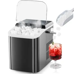 Countertop Ice Maker, 9 Bullet Ice Cubes in 6 Mins, 26lbs/24H, w/ Scoop & Basket