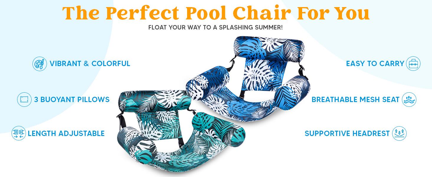 SLOOSH Inflatable Pool Floats Adult, 2 Packs / 1 Pack Floating Lounge Chairs , Blow up Pool Noodles for Adult Heavy Duty, Floating Chair for Party Summer Water Beach Lake Fun   Mother's Day Gift&April Stock Up