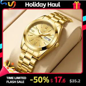 LIEBIG 25.5MmTimeless Gold-Tone Watch for Women Classic Dial Glam Stainless Steel Foldable Clasp 3ATM Waterproof Daily Commuting Sports Dating Quartz Wristwatch relojes de mujer