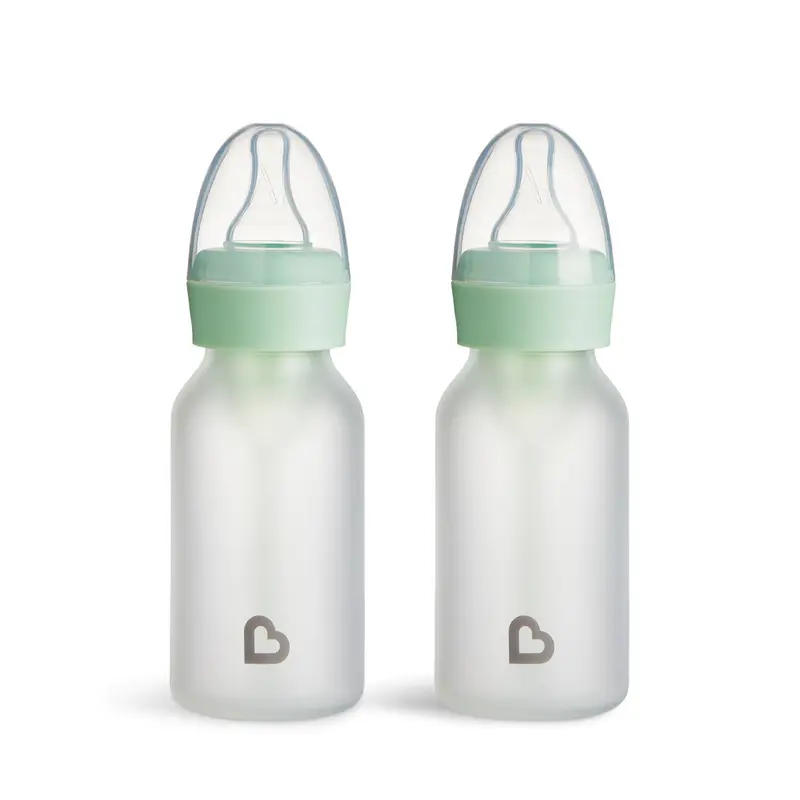 Munchkin Bond Silicone Glass Baby Bottle - Anti-Colic Feeding System with Natural Feel Nipple, 2pk