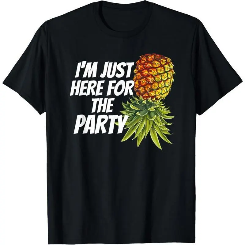 Women's 100% Cotton Short-Sleeve Seamless Tropical Graphic T-Shirt - Smooth Soft Solid Casual Fabric, Swinger Pineapple Party, Airport Wear, Top, Tshirt, Round Neck, Shortsleeve, All Seasons, Clothes, Custom Made, Graphic T Shirts, Tropical Clothing, Ligh