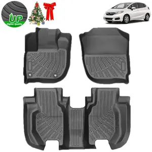 Canvcle All Weather Floor Mats for Honda Fit 2015-2021 Custom Fit Floor Liner 1st & 2nd Row Liners Black Non-Slip (Fit for Fuel)