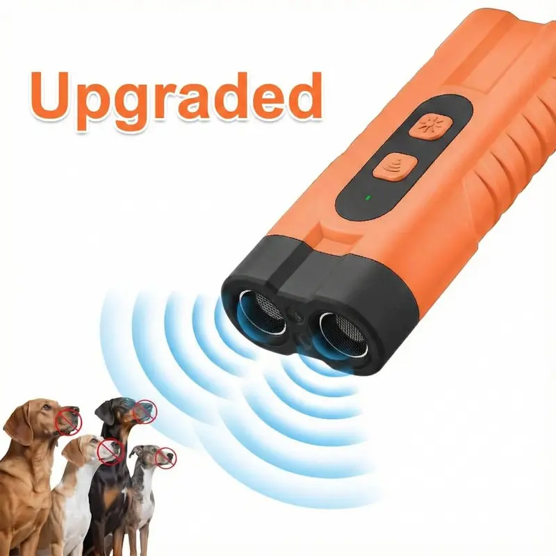 Ultrasonic Dog Bark Deterrent Rechargeable Anti Barking Device 30ft Range LED Flashlight Portable Training Tool Safe No Shock for Small Medium Large Dogs