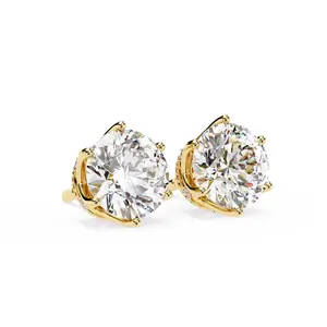 2.62 Carat Round Lab Grown Diamond Rose Gold Stud Earrings