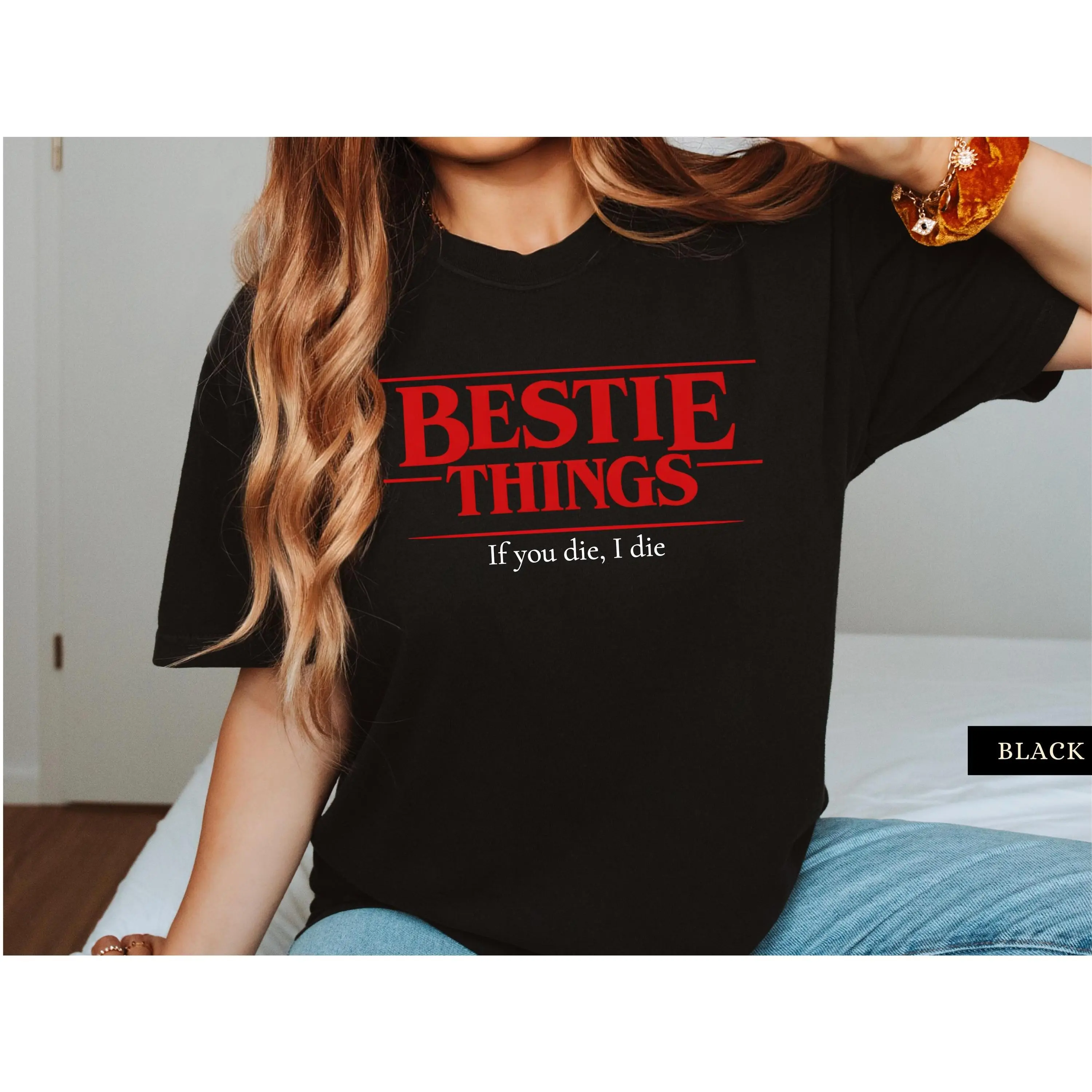 If You Die I Die Shirt: 80s Horror Friendship Quote Tee, Bestie Things Gift Breathable Casual