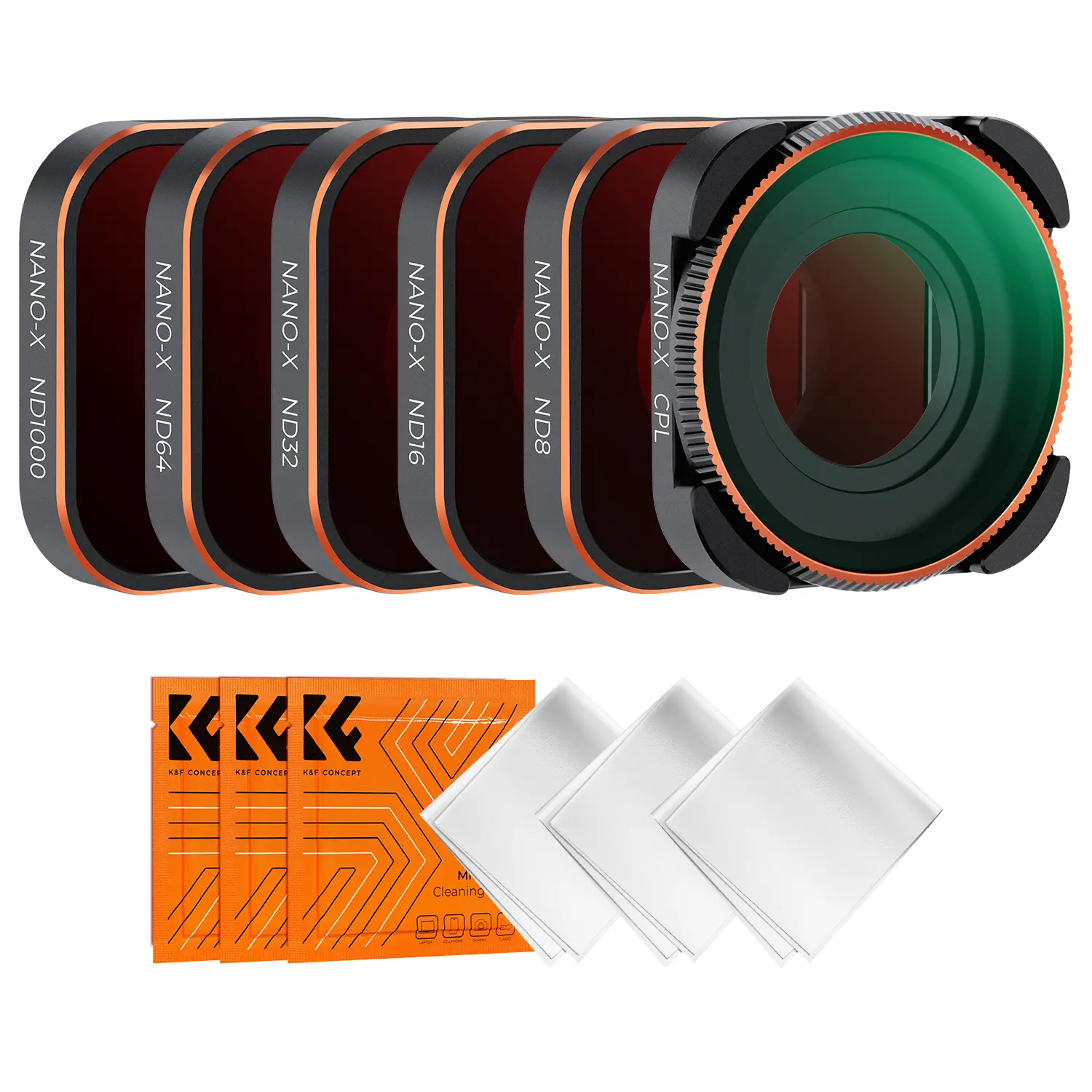 【K&F CONCEPT】 ND Filter Set Compatible with GoPro Black, 6 Pack (CPL/ND8/16/32/64/1000) Hero 9/10/11/12 Action Camera Accessory Neutral Density Polarizer Filter Kit
