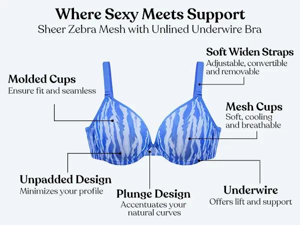 HSIA Zebra Wild Print and Solid Plus Size Bra Soft Sheer Mesh Comfortable Underwire Support No Padding Full Coverage Minimizer Bra Sexy Transparent Breathable Everyday Bra For Full Bust Convertible Multiway Bras SpringStatements HSIA Zebra Wild Print and Solid Plus Size Bra Soft Sheer Mesh Comfortable Underwire Support No Padding Full Coverage Minimizer Bra Sexy Transparent Breathable Everyday Bra For Full Bust Convertible Multiway Bras SpringStatements