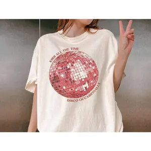 Comfort Colors Retro Disco Ball Graphic T Shirt, Kiss All The Time Dance Tee, Vintage Music Aesthetic Sweatshirt Gift