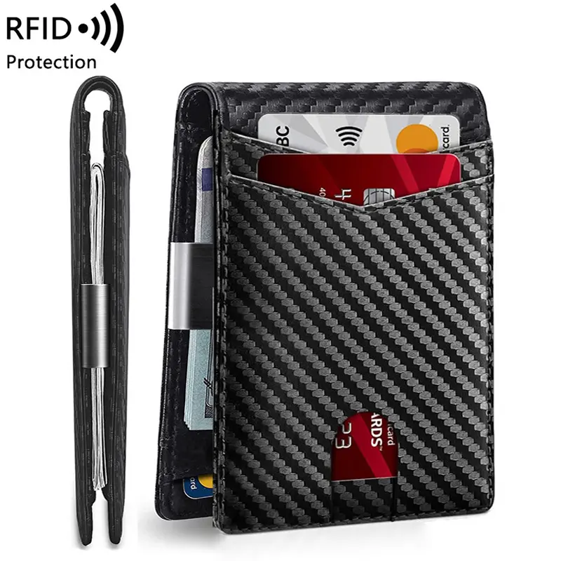 Men's wallet card holder High Quality RFID blocking with Box slim clip money holder carbon fiber mens wallets minimalist style designer wallet slim multi-card slot holder short silm wallets for men