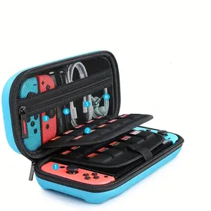 EVA Carrying Case for Nintendo Switch & OLED 2021 with 20 Game Card Slots, Shockproof Waterproof Protective Travel Case, Blue