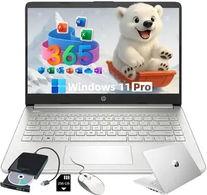 HP Flagship 14" Laptop Computer - Win 11 Pro Intel N150 Quad-Core 3.6GHz 32GB RAM 128GB UFS w/256GB SD Card & DVD Drive for Students & Business