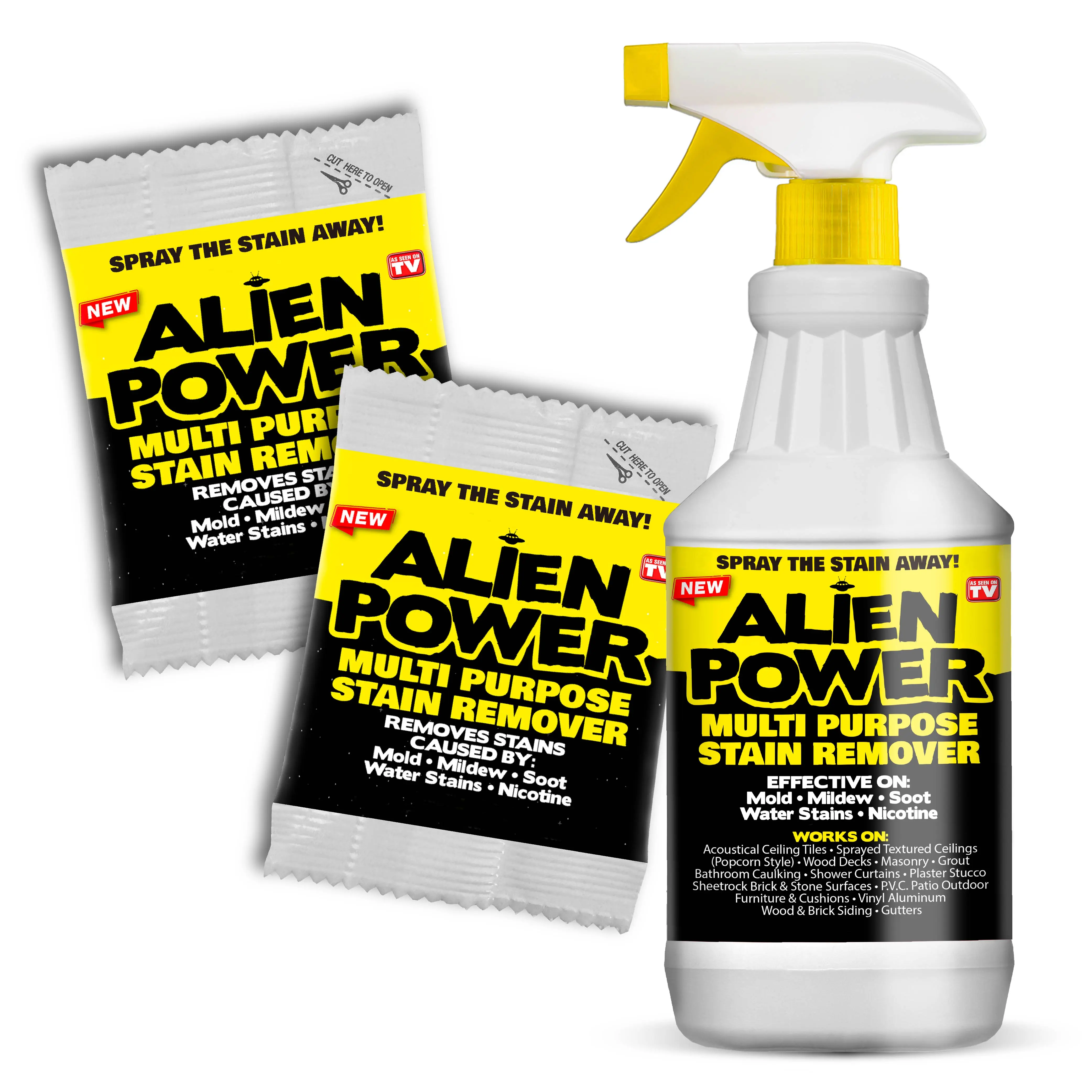 Alien Power - Industrial Stain Dissolver – Heavy-Duty Cleaning Mold, Mildew & Grime Cleaning Spray for Indoor and Outdoor Surfaces - Magically Cleans Fences, Ceilings, Brick, Sidewalks, Driveway, Siding, Bathtubs and more!