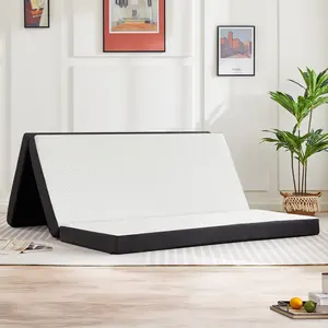 Folding Mattress, Tri-fold Memory Foam Mattress Topper for Camping, Foldable Mattress Topper with Washable Cover, Various Sizes, White