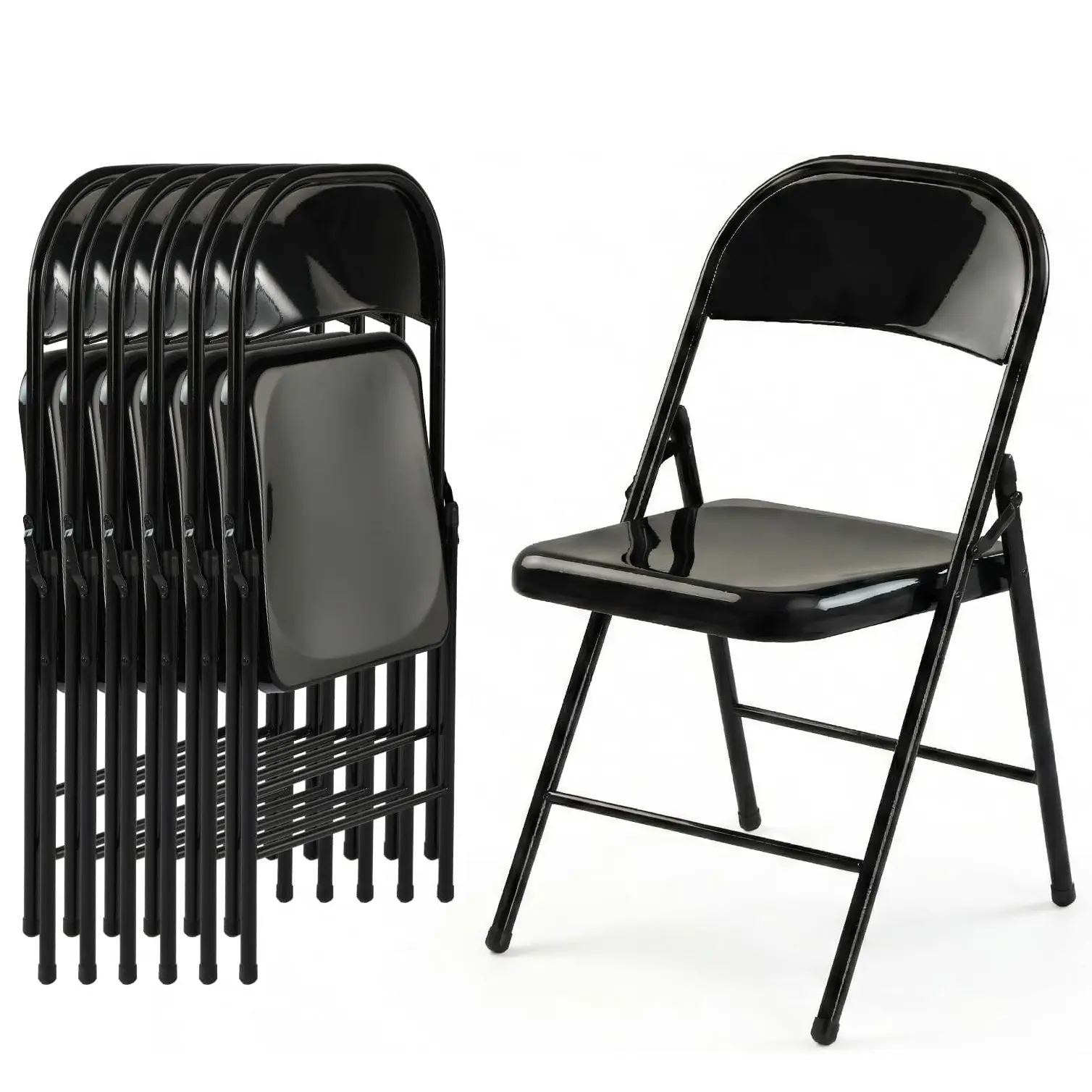 4/6 Pack All-Steel Folding Chair Combo, Heavy-Duty Metal Foldable Chairs with 350 lbs Load Capacity, Durable Seating & Space Saving Furniture for Home, Garden Party Use