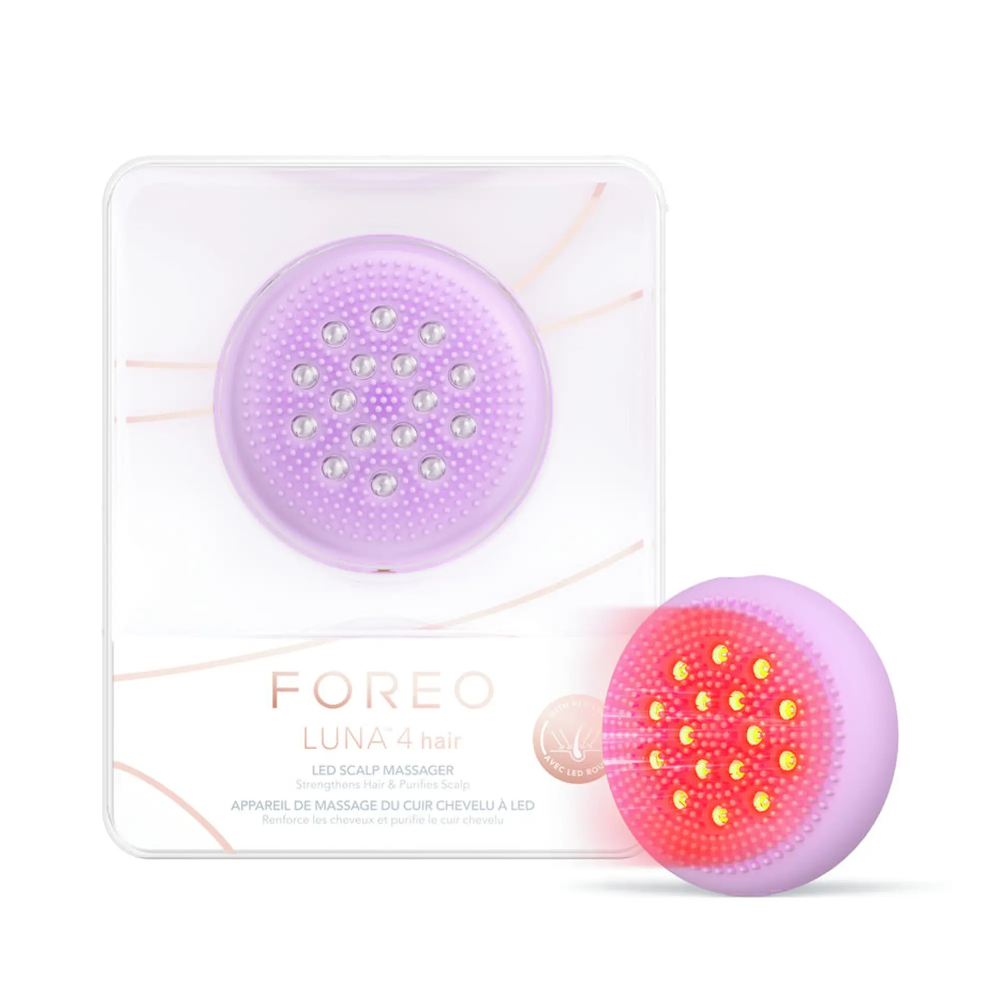 FOREO LUNA 4 Silicone Scalp Massager - Rechargeable, Lavender, for Daily Use, Hair Growth, Thicker Hair, Purifying Dandruff Reduction, Dual-Peptides Infused, h81xw81xd39mm (Beauty & Personal Care Massage Device)