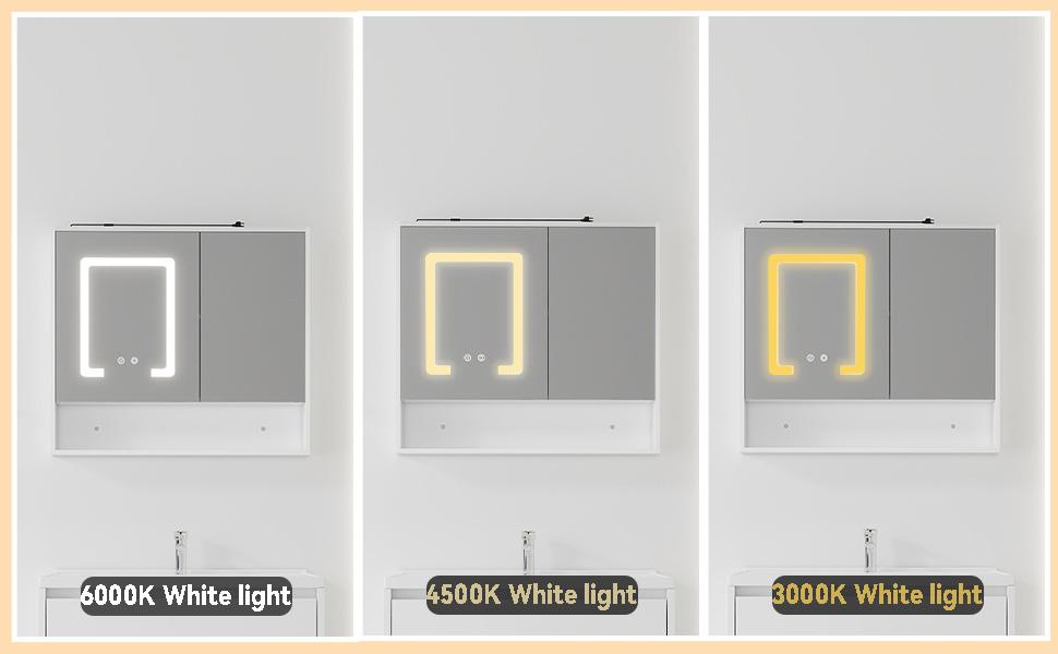 32-Inch Modern Wall Mount LED Ring Light Up Bathroom Mirror Cabinet, Anti-Fog Dimmable Touch Control, Open Recessed Storage Nook, Soft Close Double Doors, Moisture Resistant Solid Plywood Medicine Vanity for Shower, Powder Room, Wall Mirror 32-Inch Modern Wall Mount LED Ring Light Up Bathroom Mirror Cabinet, Anti-Fog Dimmable Touch Control, Open Recessed Storage Nook, Soft Close Double Doors, Moisture Resistant Solid Plywood Medicine Vanity for Shower, Powder Room, Wall Mirror
