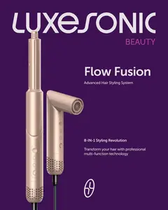 Luxesonic Flow Fusion 8-in-1 Hair Dryer & Air Styler – Ionic Hot Air Brush for Curling, Volumizing & Salon Blowouts