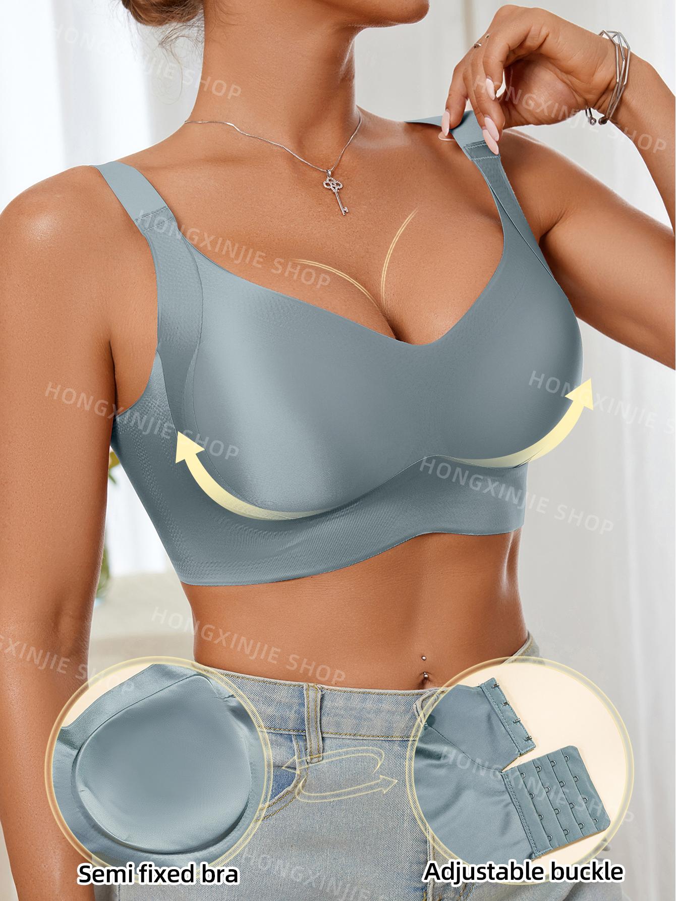 3pcs Women's Solid breasted Adjustable Wireless Bra, Womenswear Lingerie for All Seasons Valentine's Day, girl bra,Soft Comfortable Breathable Ribbed Push Up Seamless Bra, gift