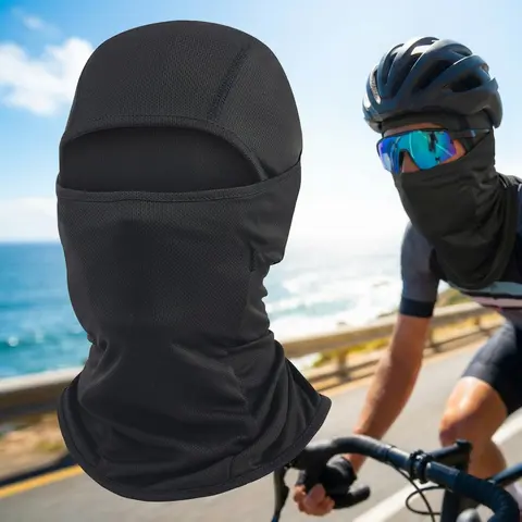 Black Tactical Full Face Cover Ski Mask - Lightweight, Sweat-Wicking, Breathable, Dustproof Balaclava for Adults, Helmet-Compatible Motorcycle Mask for Biking/Skiing