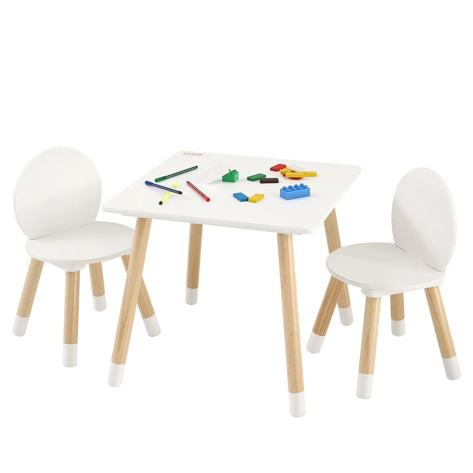 【SummerFinds】VEVOR Kids Table and 2 Chairs Set,  Toddler Table and Chair Set, Children Multi-Activity Table for Art, Craft, Reading, Learning, 1 Table and 2 Chairs