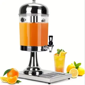 2.2 Gallon Glass Drink Dispenser with Stainless Steel Tap & Stand, Cold Beverage Dispenser, for Water, Juice, Punch, Lemonade & Parties, Decorative Labels for Home, Parties, Catering - (Cup Not Included)