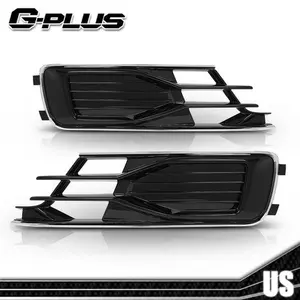 Pack of 2 Fit For Audi A6 C7 2014-2018 Front Bumper Fog Light Grill Cover G-PLUS