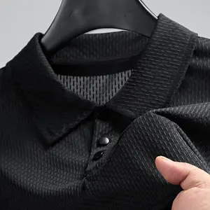 Men’s business casual shirt, quick-dry anti-wrinkle collared short-sleeve T-shirt, summer solid color breathable commuter multifunctional top