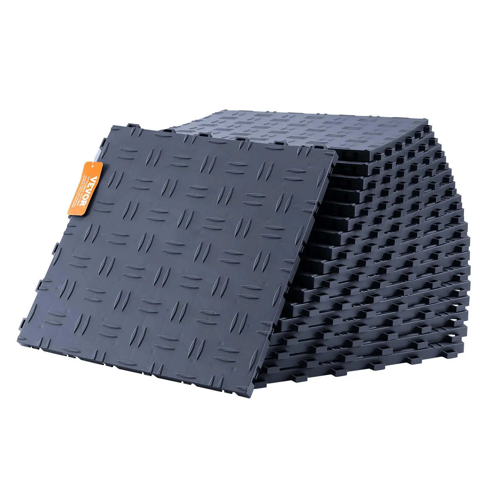 【FathersDayGift】VEVOR Garage Tiles Interlocking,  , 12 x 12 x 0.53 inch 50 Pack Garage Floor Covering Tiles, Non-Slip Double-Sided Texture Garage Flooring Tiles, for Garages, Basements, Repair Shops, Graphite Gray