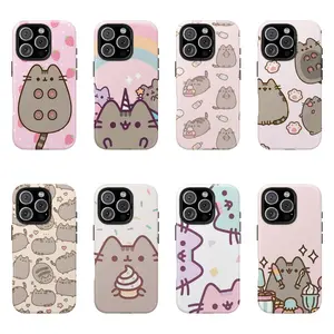 A Cute Pusheens Phone Case That Features Ice Cream, Compatible with for Samsung and iphone Models 17,16, 15, 14, 13, 12, 11 Pro Max, Halloween Christmas gift Made of Transparent TPU Soft Shell Smartphone Protective Protection