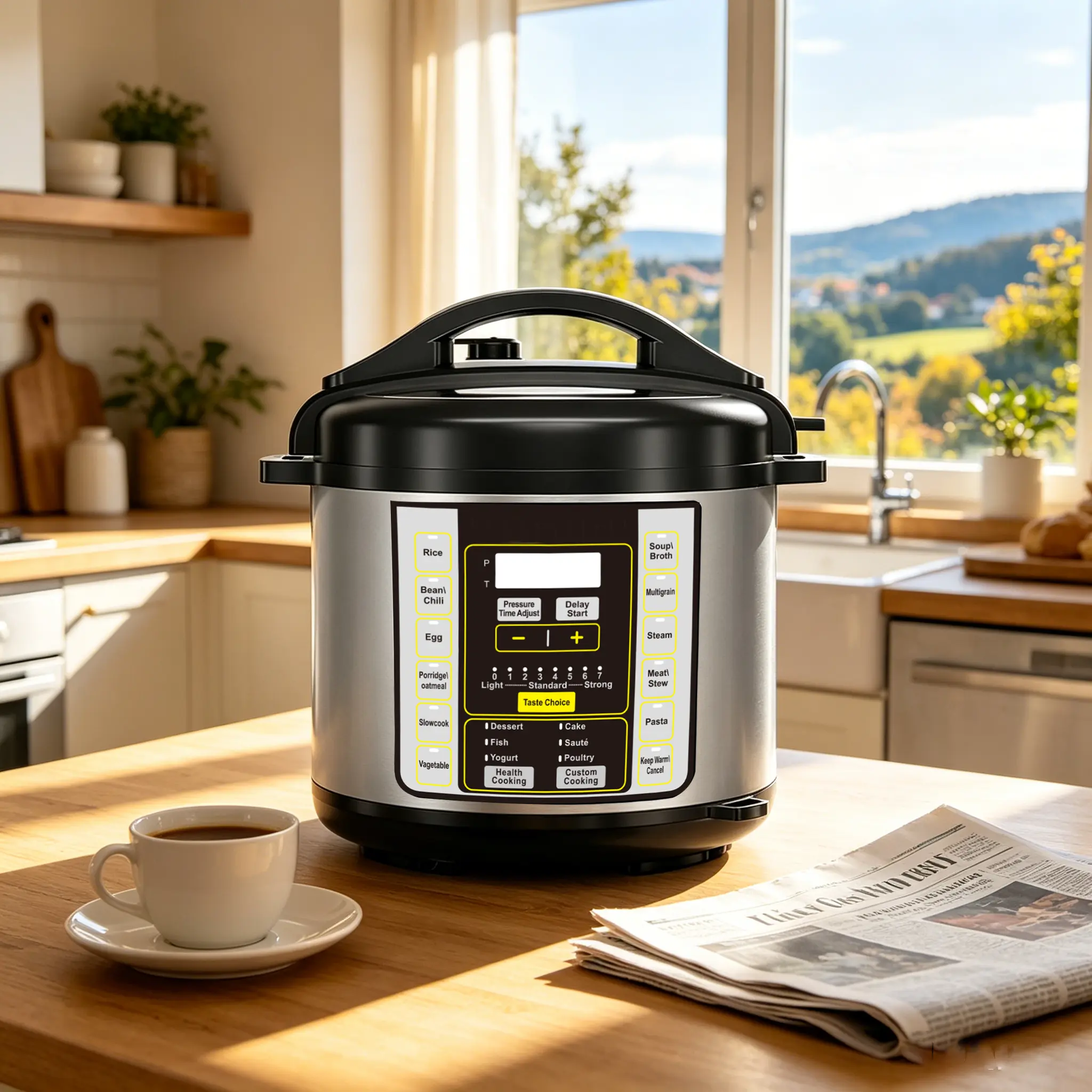 6 Qt 10-in-1 Electric Pressure Cooker - Stainless Steel Multifunction Cooking System with Adjustable Pressure, 24h Delay Start, Keep Warm, 14 Presets, Easy Clean Design for Rice Cooker Meals & Family Use