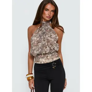 Faythe High Neck Tie Top Paisley