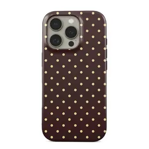 Sorry Busy Polka Dot Phone Case, Chocolate Polka Dot Phone Cover, Busy Girl Polka Phone Case, Rich Brown with Cream Dots Phone Case