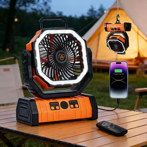 ️Qawtor  Outdoor Camping Emergency Fan - 2026 Upgraded 20000mAh Rechargeable, LED Light & Dual Motor, Lightweight with 360° Rotatable Hook,Travel with Ease,Modern Design