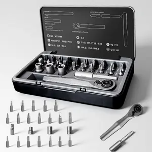 25-in-1 Multi-Function Ratchet Screwdriver  Kit with Storage Case, Manual Screwdriver Set with Bits and Extension for Home Repair removable self-assembly precision screwdriver kit tool removal nut